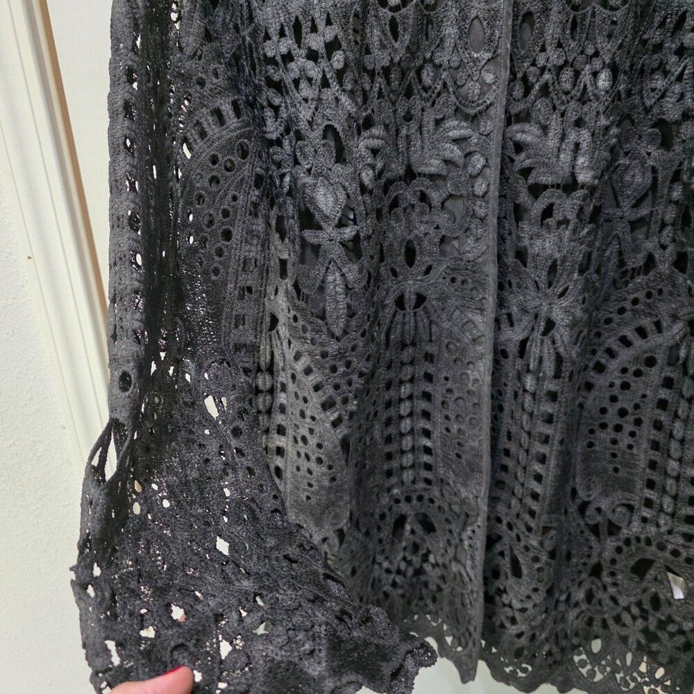 Picadilly Black Embroidered Jacket – Women’s XXL Open Front Lace Overlay - Picture 5 of 12